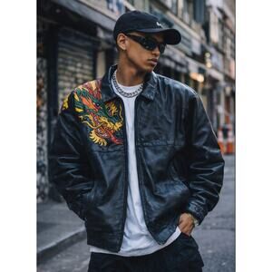 Vintage Leather 9000 Dragon Leather Jacket M Oversized